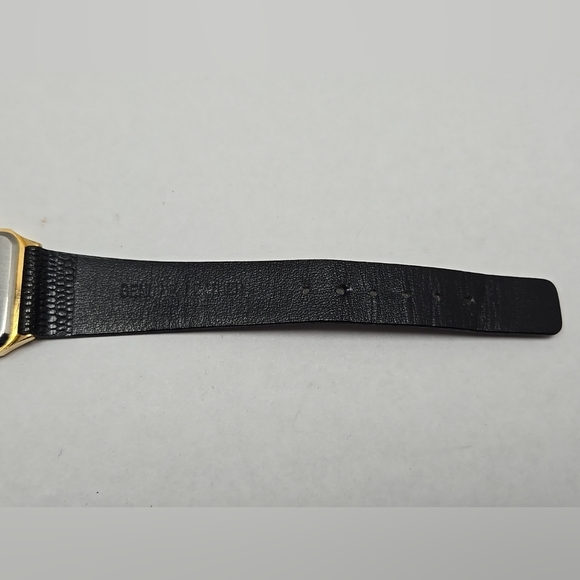 Benrus Diamond Quartz Gold Tone Black Dial Watch New Battery Vintage Leather - Picture 10 of 11